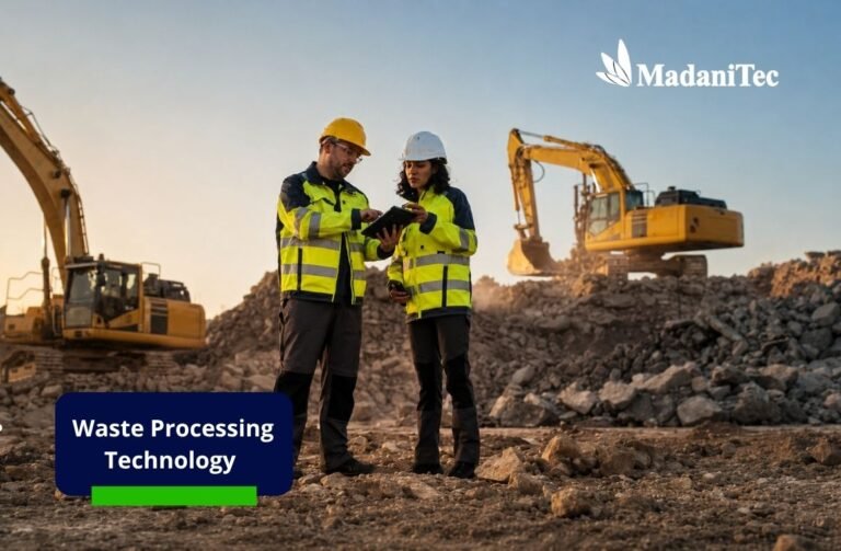 Modern waste processing technology for sorting, shredding, and recycling waste