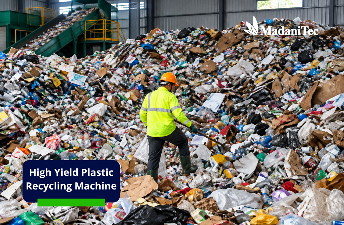 high yield plastic recycling machine processing plastic waste