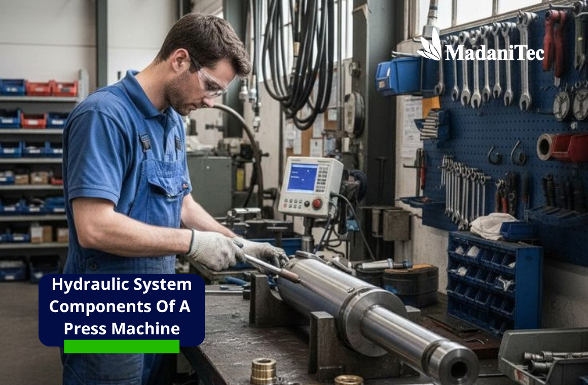 hydraulic system components of a press machine
