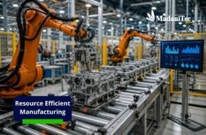 Resource-efficient manufacturing facility using modern technology to reduce waste and optimize materials
