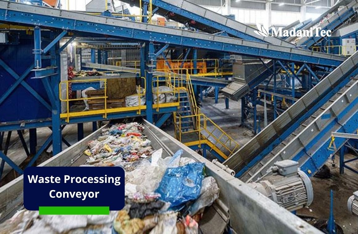 The Role of Conveyors in Improving Waste Processing Efficiency 1 Waste processing conveyor moving recyclable materials in a modern recycling facility